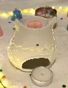 Brûleur Fondant Cire Parfumée en Céramique Hibou – fonctionne avec une Bougie Chauffe-Plat - Design Original – Bougeoir Cires Parfumées, Huiles Essentielles, vu de dos.webp
