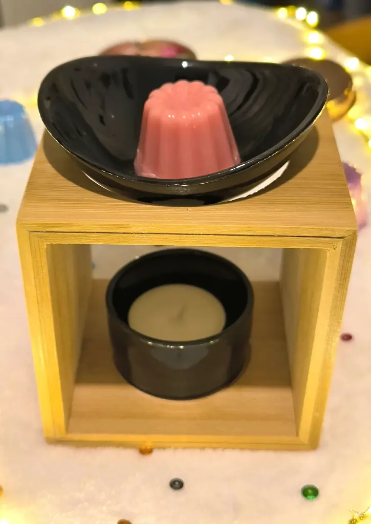 Brûle Parfum Zen'Arôme Série Naturea Modèle Kalos noir– Brûleur en Bambou et Céramique pour Cire Parfumée, Fondant, Parfum et Huile Essentielle vu de dessus..webp