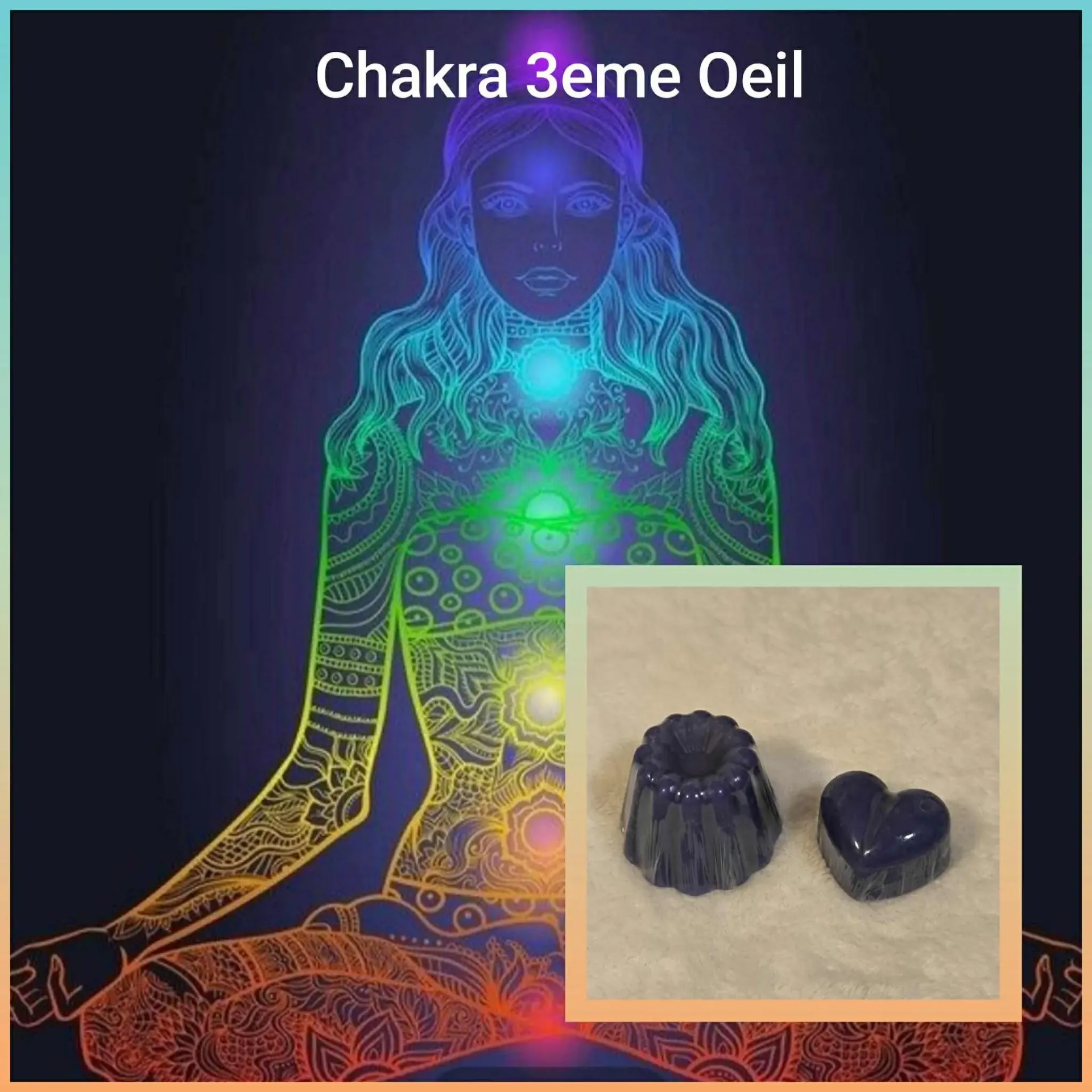 Fondant parfumé Chakra N°6 "3éme Œil" couleur Indigo avec les parfums Patchouli et Jasmin (petit 6 gr, Patchouli)