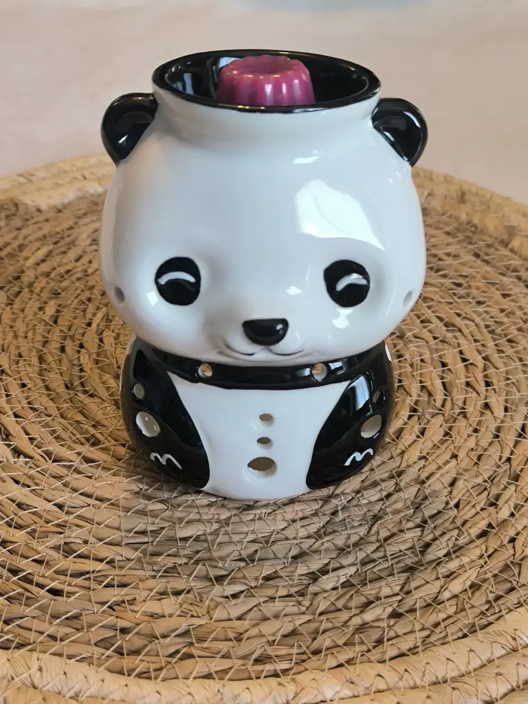Brûle-Parfum Panda en Céramique Peinte à la Main