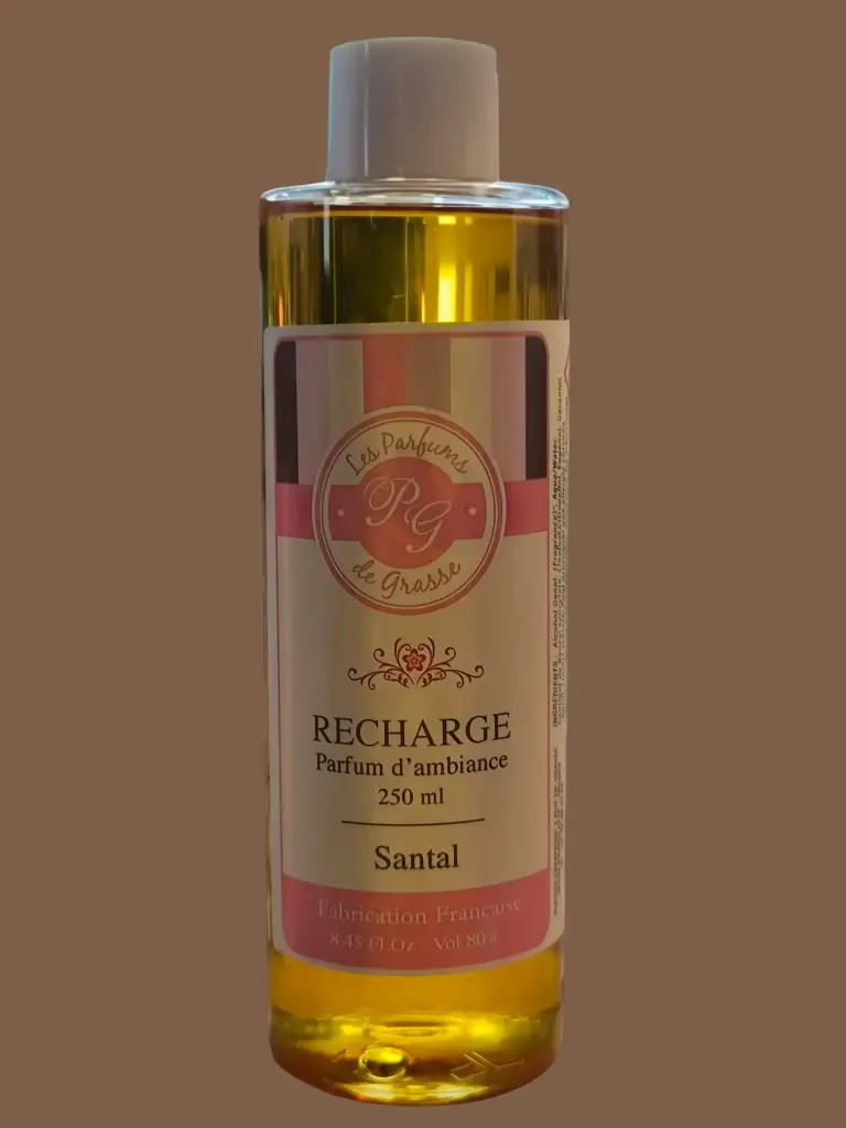 Parfum d'Ambiance-Recharge diffuseur 250ml- Santal "OFFERT un diffuseur par capillarité" (voir photo) fin de série