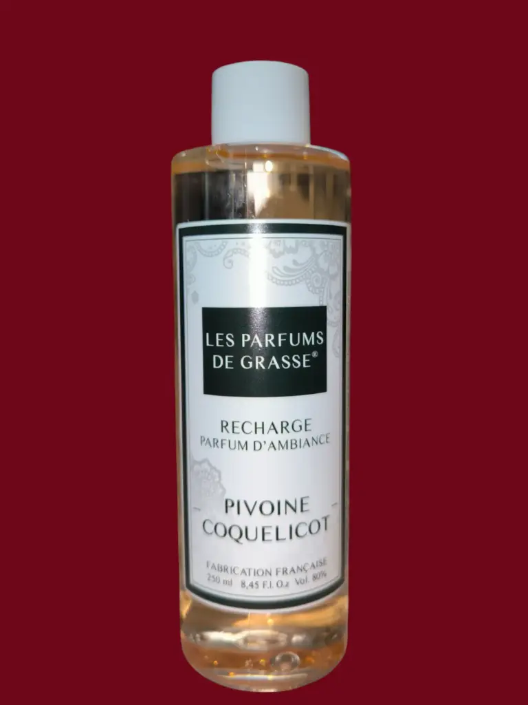 Parfum d'Ambiance-Recharge diffuseur 250 ml - Pivoine coquelicot OFFERT "UN SPRAY parfum d'ambiance Pivoine Coquelicot" (voir photo) fin de série
